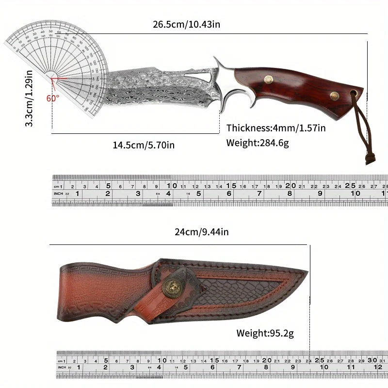Large Damascus Stainless Steel Knife Sharp Convenient Carry Durable