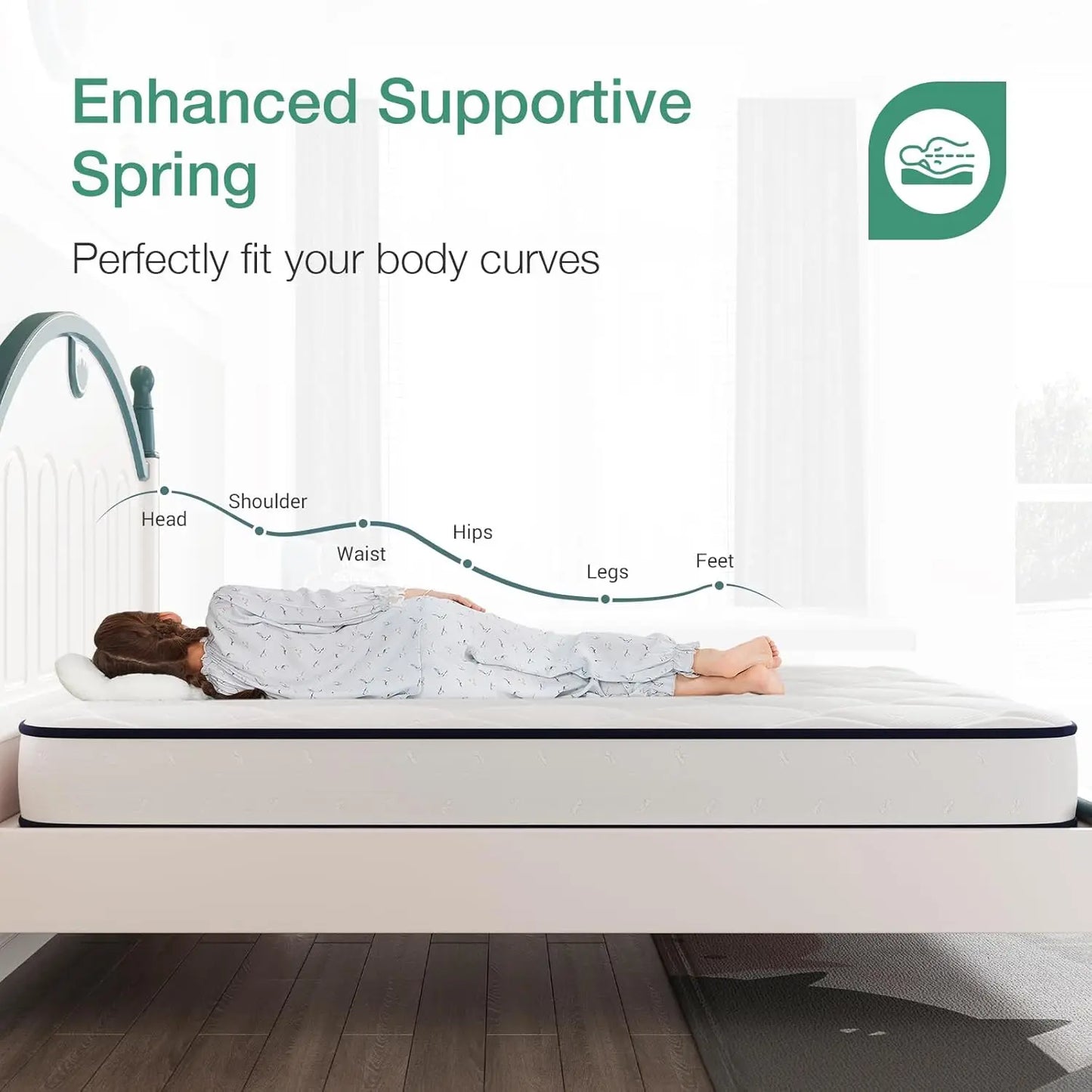 Ljustra 8 Inch Twin Mattress Kids Foam Spring Hybrid Comfortable Sleep