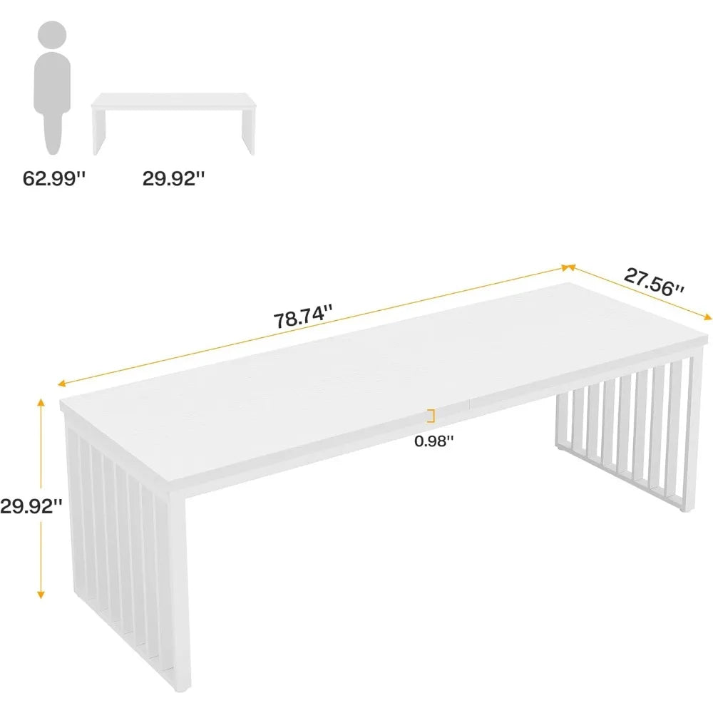 78 Inch Computer Desk Extra Long 2 Person Writing Table Industrial Style