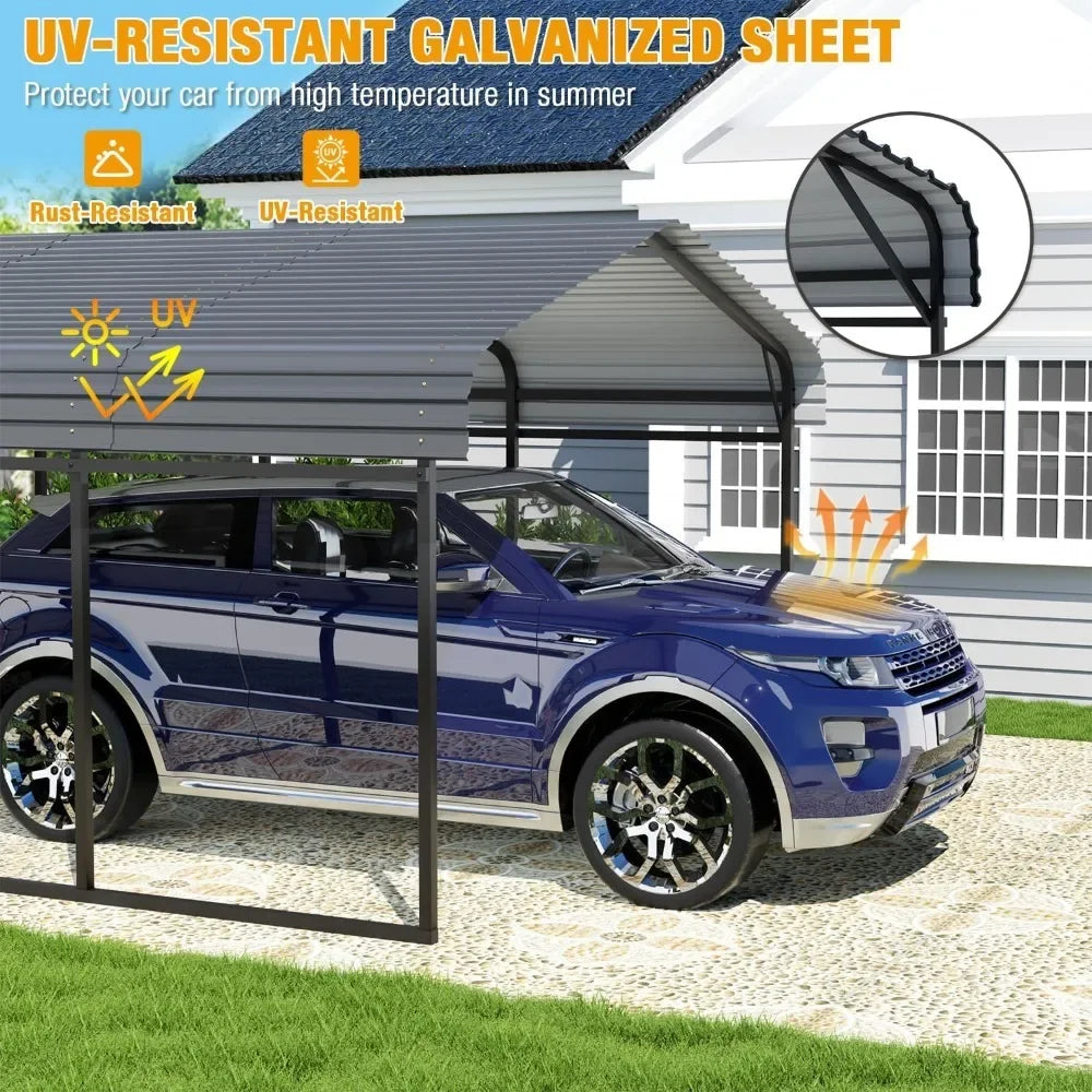 Heavy Duty 10x15 FT Metal Carport Galvanized Steel Roof Outdoor Shelter