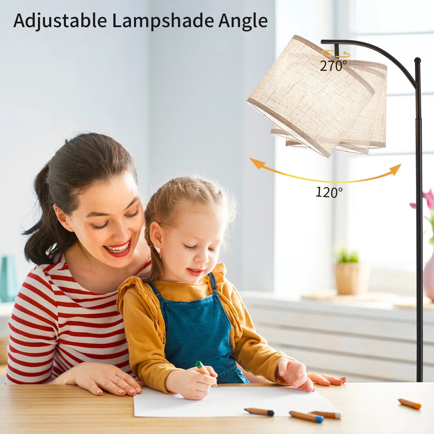 Floor Lamp with 3 Color Temperatures Adjustable Standing Light for Home