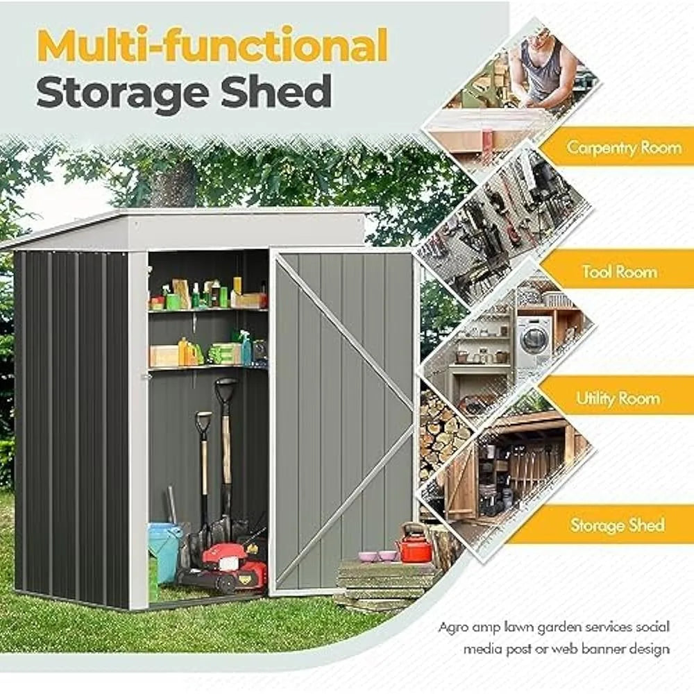 Outdoor Storage Shed 5x3 FT Metal Garden Shed for Backyard Lawn