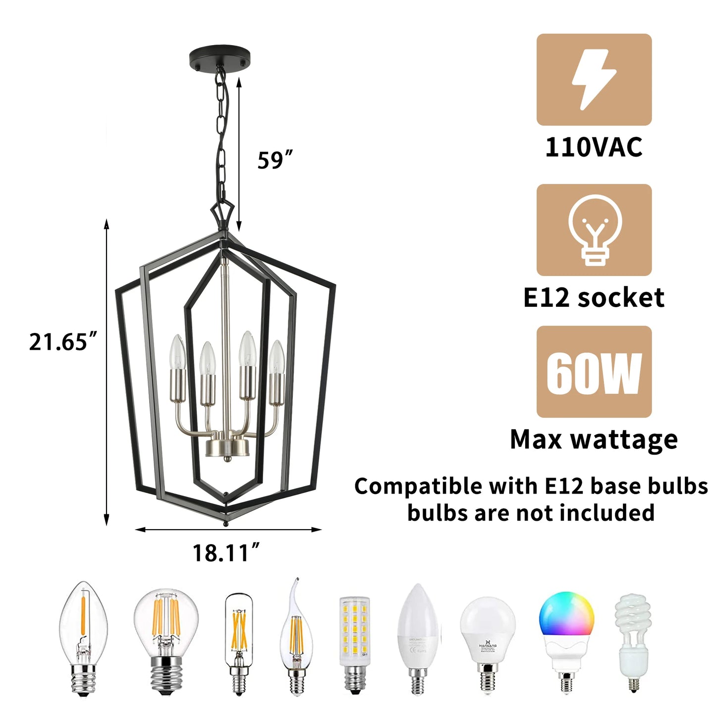 Luxury 4 Light Chandeliers Industrial Pendant Lighting Kitchen Dining Room