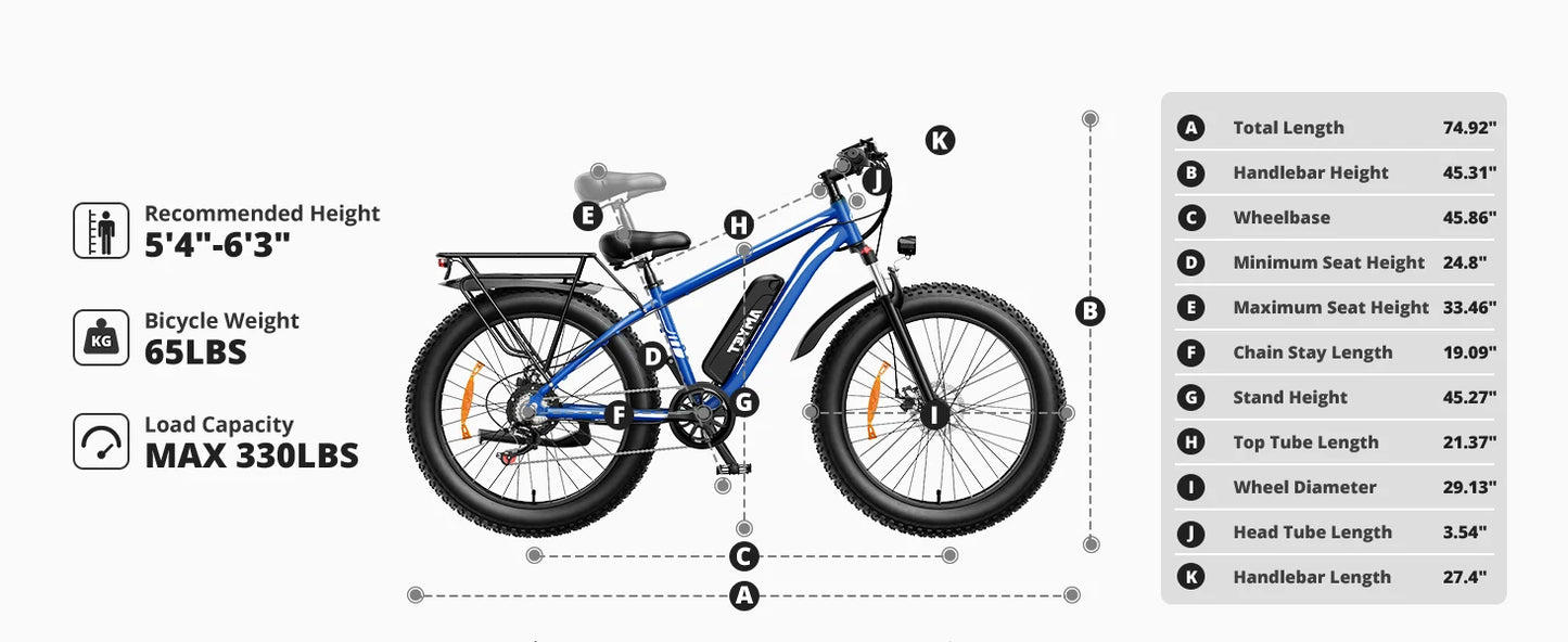 Ljustra AMYET EB26 Electric Bike 1500W 28mph Adult Mountain Bike