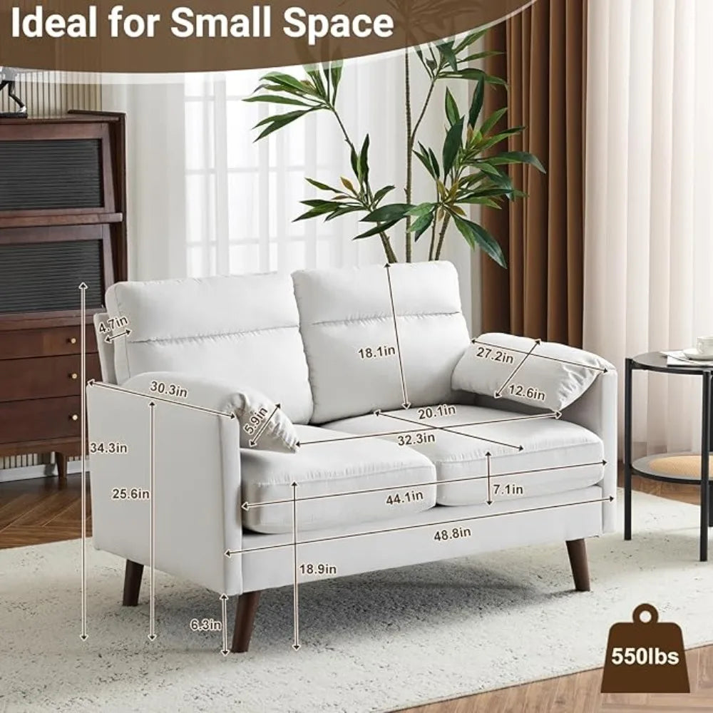 Mini Loveseat Couch 48.8" Small Couch Comfy Seating for Small Spaces