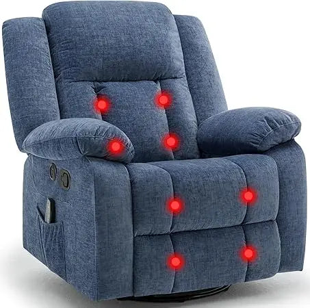 360° Swivel Rocker Recliner Chair with Massage and Heating Function