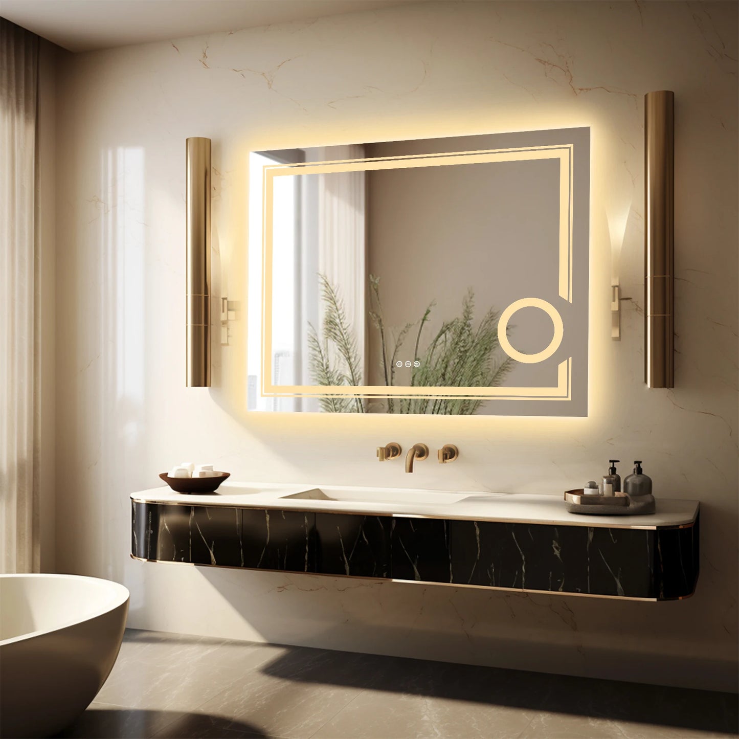 Ljustra LED Lighted Smart Bathroom Mirror 3X Magnifier Anti-Fog Wall Mounted