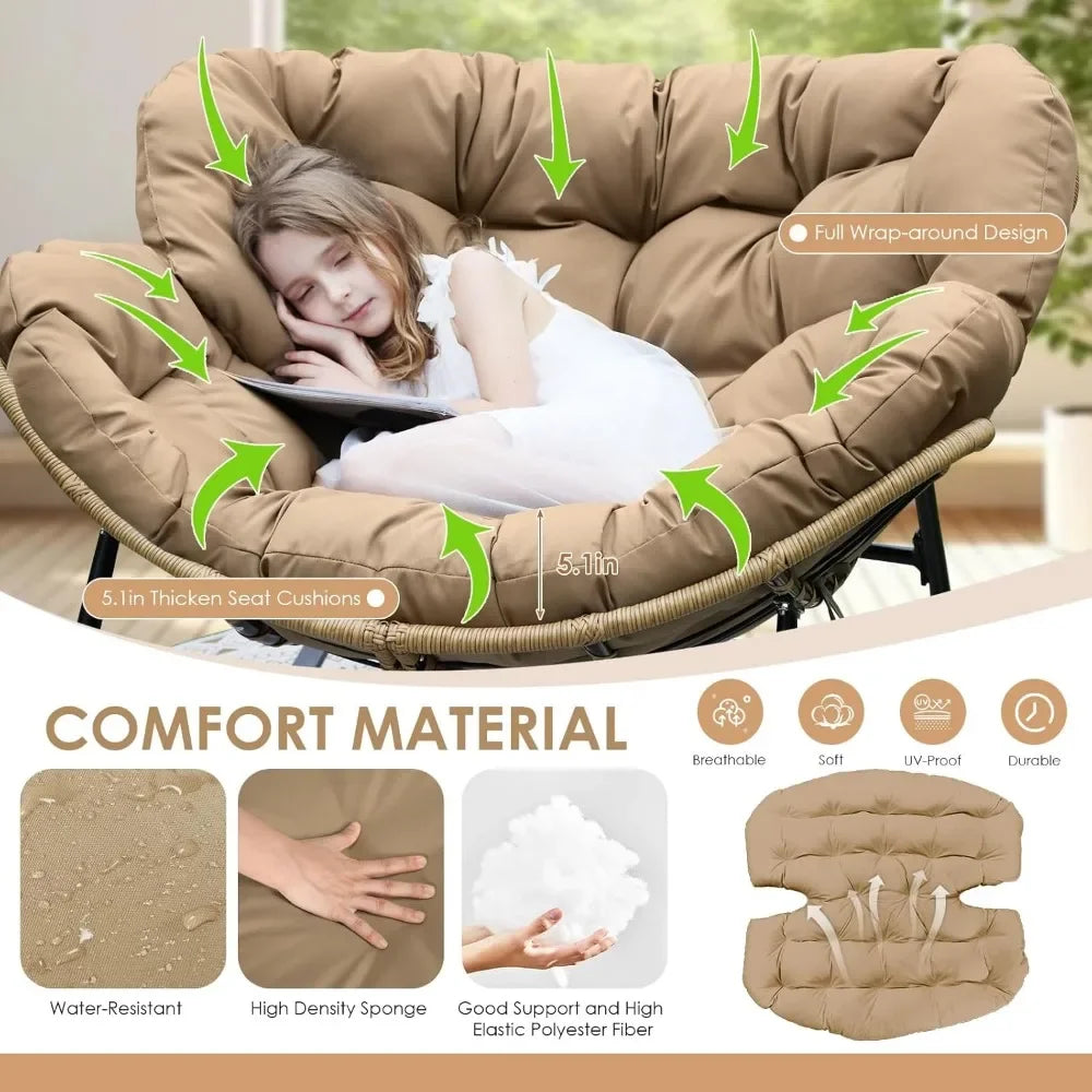 Rocking Egg Chair Indoor Outdoor Oversized Lounge Wicker Papasan Rocker