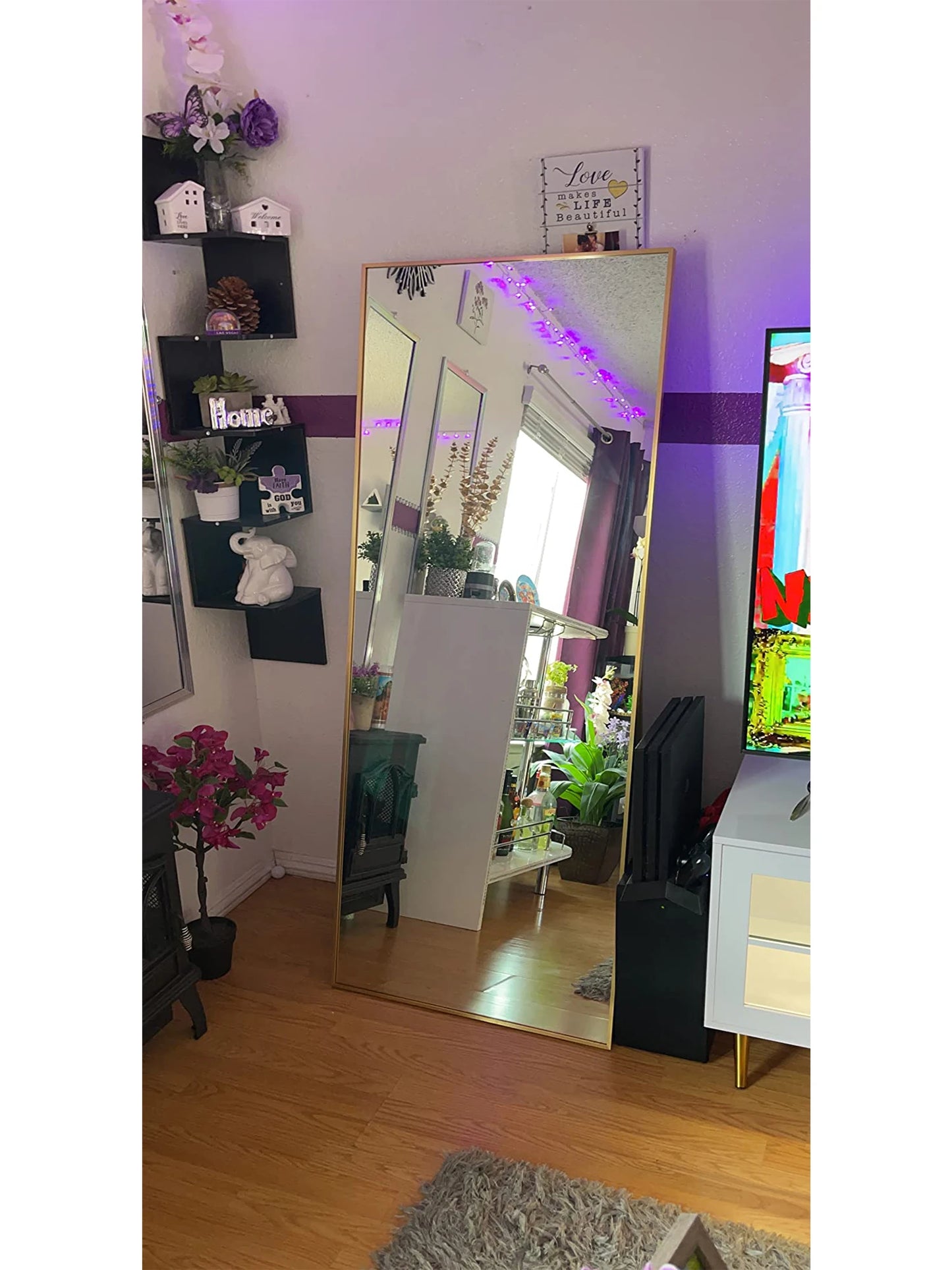 Ljustra Full Length Floor Mirror 65x24 Framed Black Metal Standing Mirror