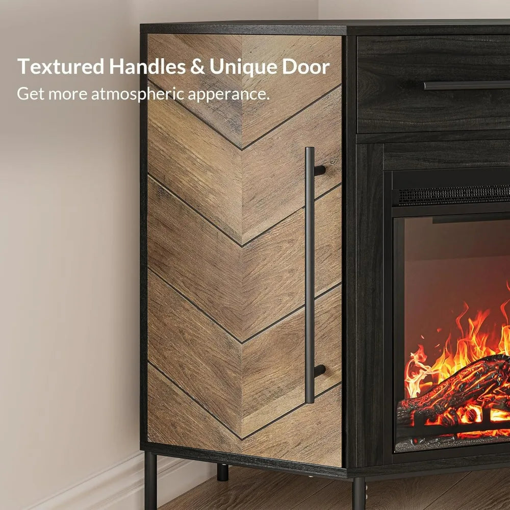 Corner TV Stand with Electric Fireplace for TVs up to 43 Inches