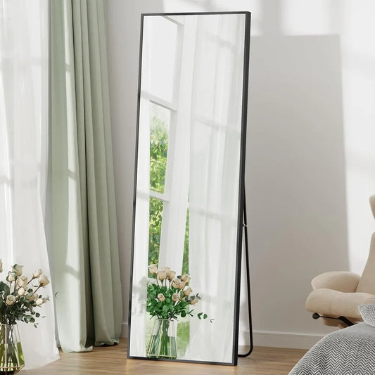 Ljustra 63x20 Full Length Wall Mounted Tilting Mirror Black Rectangular