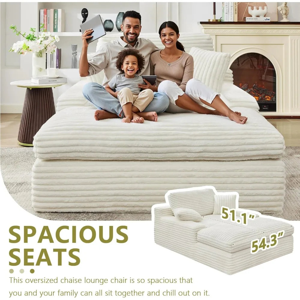 Oversized Chaise Lounge Sofa Chair Corduroy Memory Foam Reading Chair