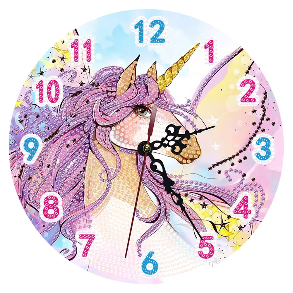 2D Flat DIY Diamond Painting Wooden Wall Clock Kit for Home Decor