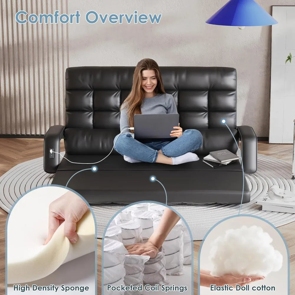 6-Position Floor Lounge Sofa Bed Convertible Couch for Adults and Kids