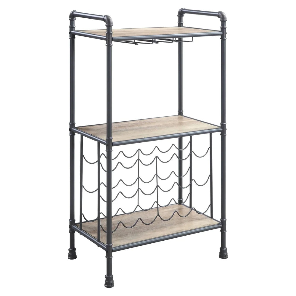 Industrial Wine Rack with Three-Tier Shelves Metal Frame Holds 18 Bottles