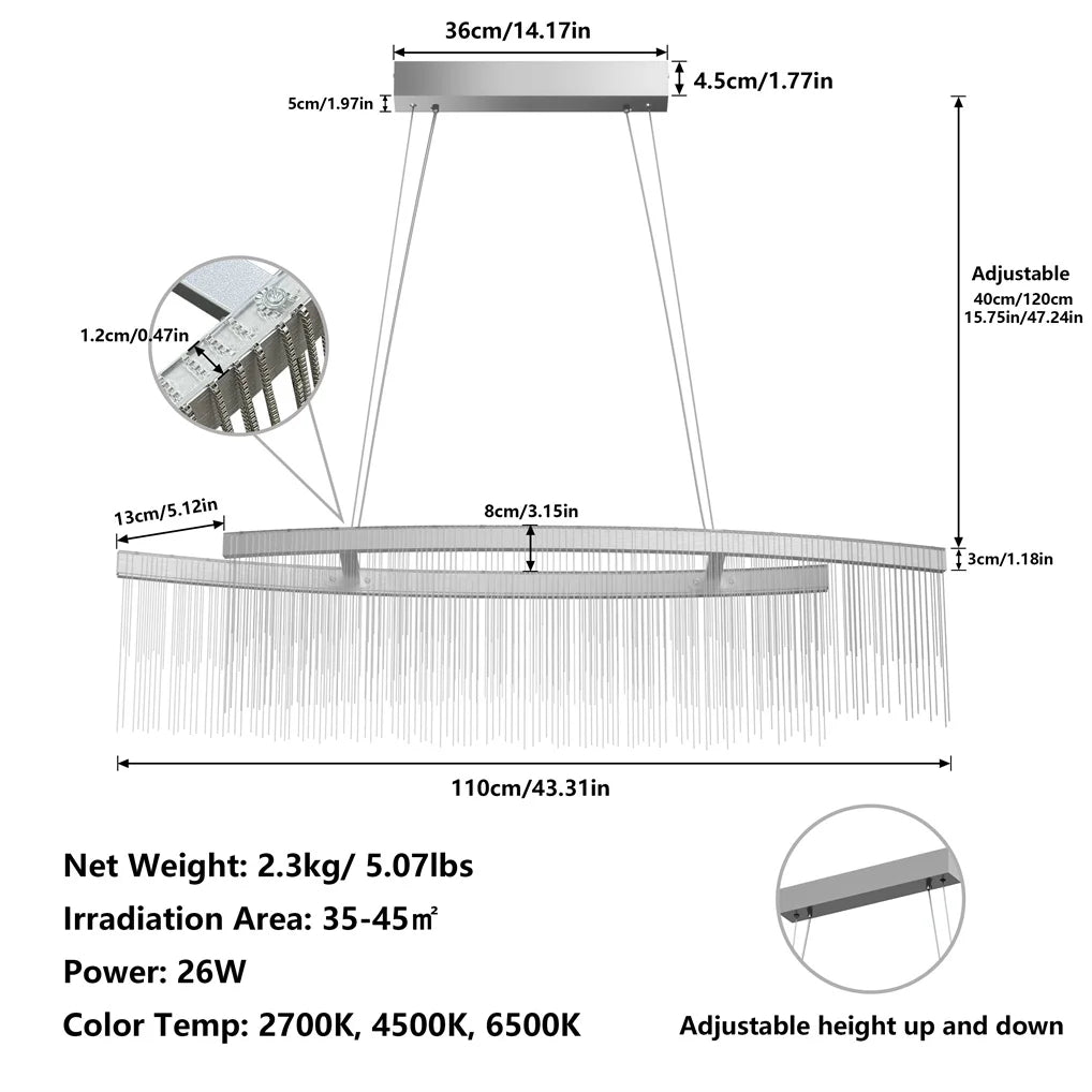 Modern Crystal Chandelier Pendant Light Fixture for Dining Room