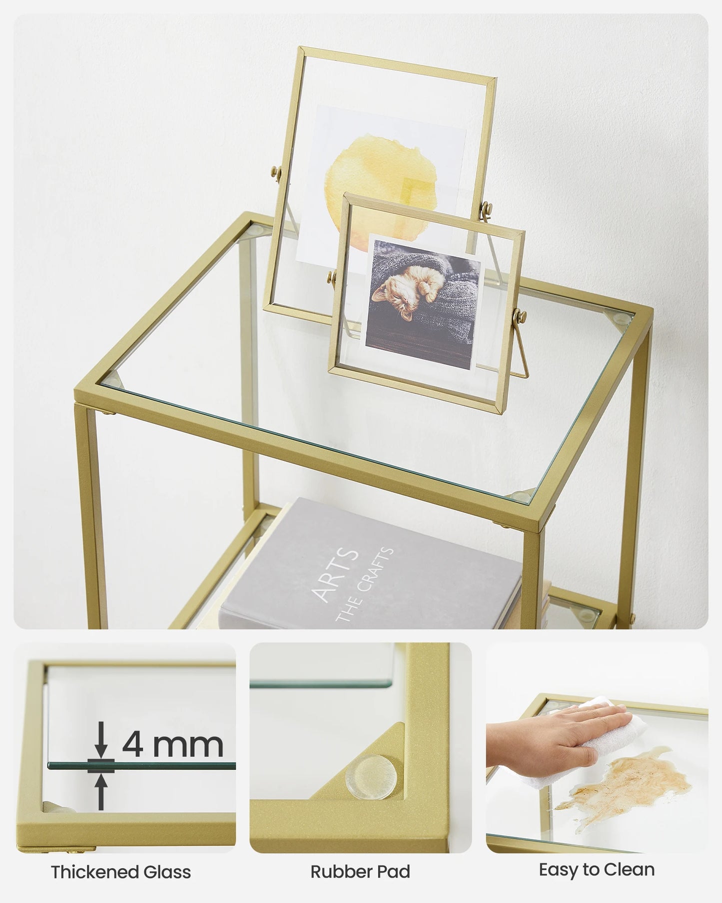 Ljustra 6-Tier Slim Bookshelf Tempered Glass Steel Frame Modern Design