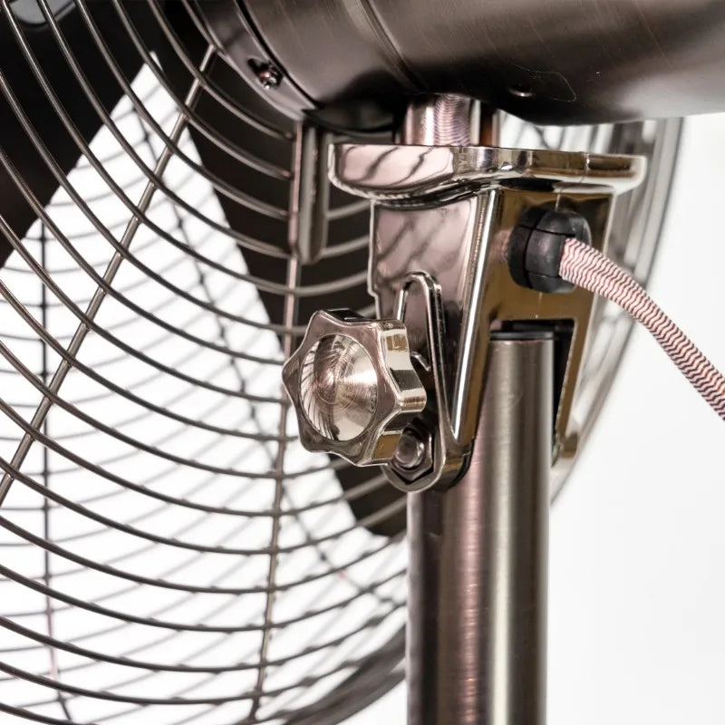 Ljustra 16 Inch Oscillating Stand Fan with Wood Tripod Legs Vintage Style