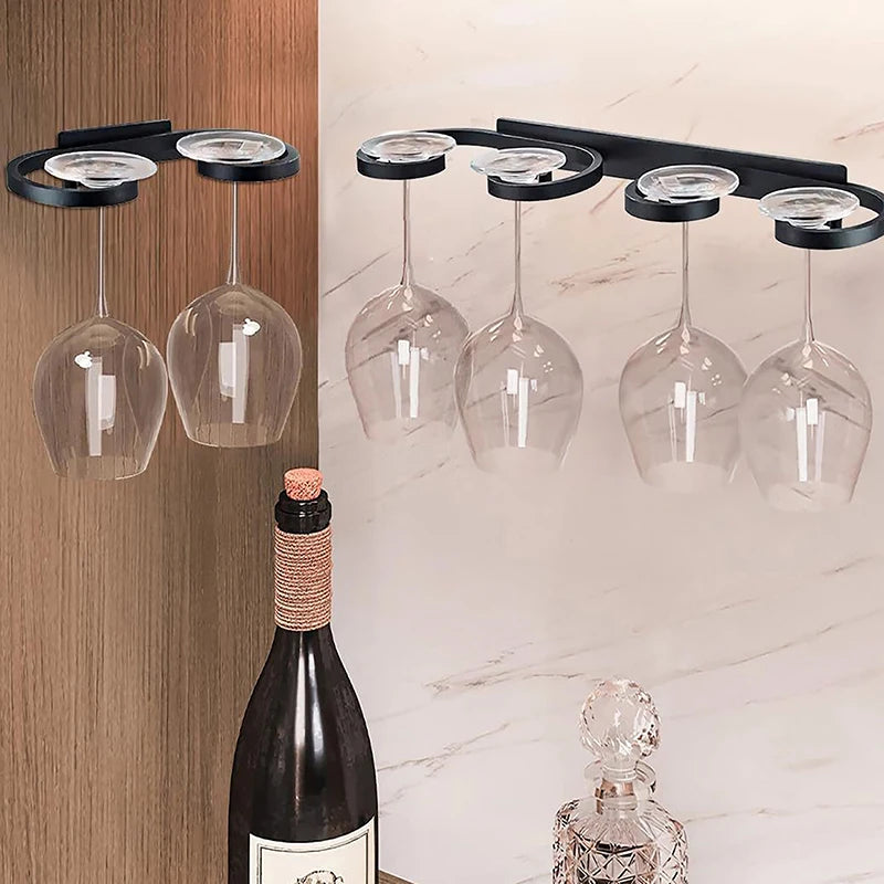 Wall Mounted Wine Glass Holder Space Aluminum Goblet Storage Rack