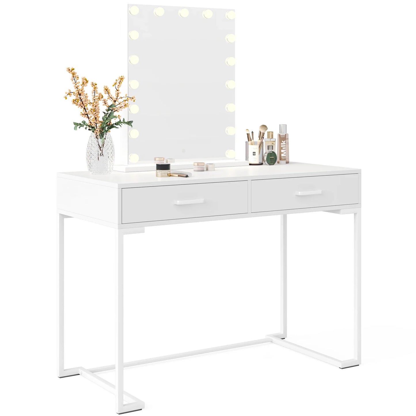 Ljustra Small Makeup Vanity Desk with 2 Drawers Modern Style for Women