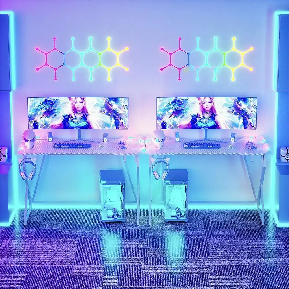 Small Gaming Desk with RGB Lights 40" PC Desk for Home Office Setup