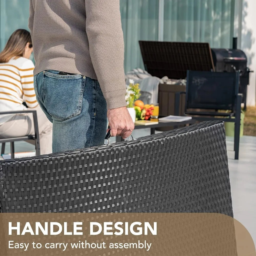 Ljustra Patio Chaise Lounge Set Outdoor Rattan Adjustable 3 Pieces