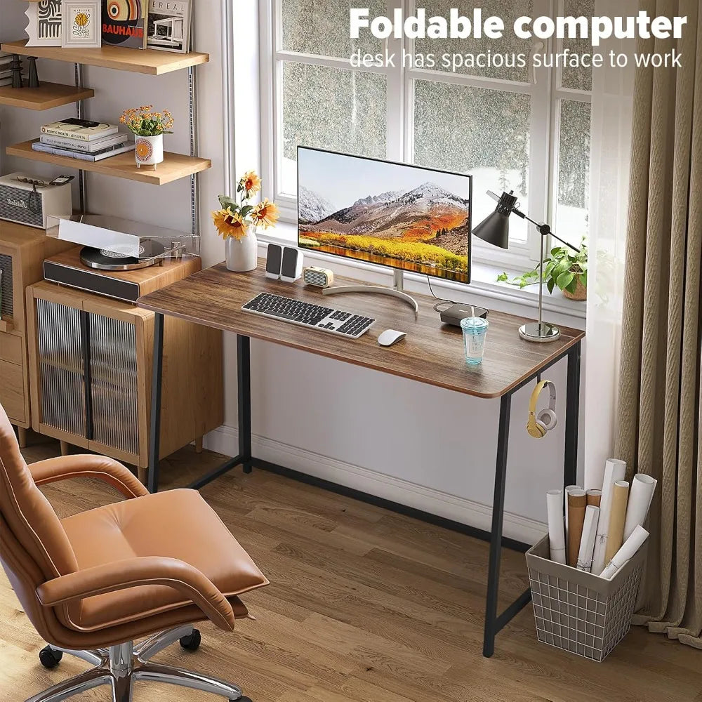 Folding Desk 47.2 Inch Space Saving Computer Table Office Workstation