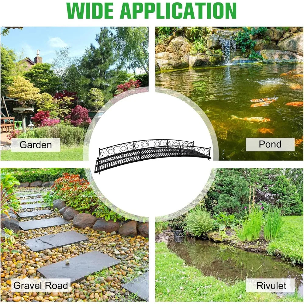 Garden Bridge Metal Arch 10FT Decorative Footbridge for Outdoor Use