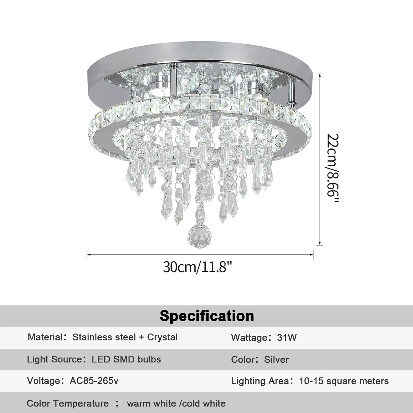 Raindrop LED Crystal Pendant Light Modern Chandelier Ceiling Lamp
