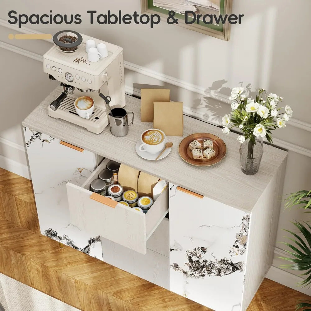 Modern Buffet Sideboard Cabinet Storage with 3 Drawers and 2 Doors