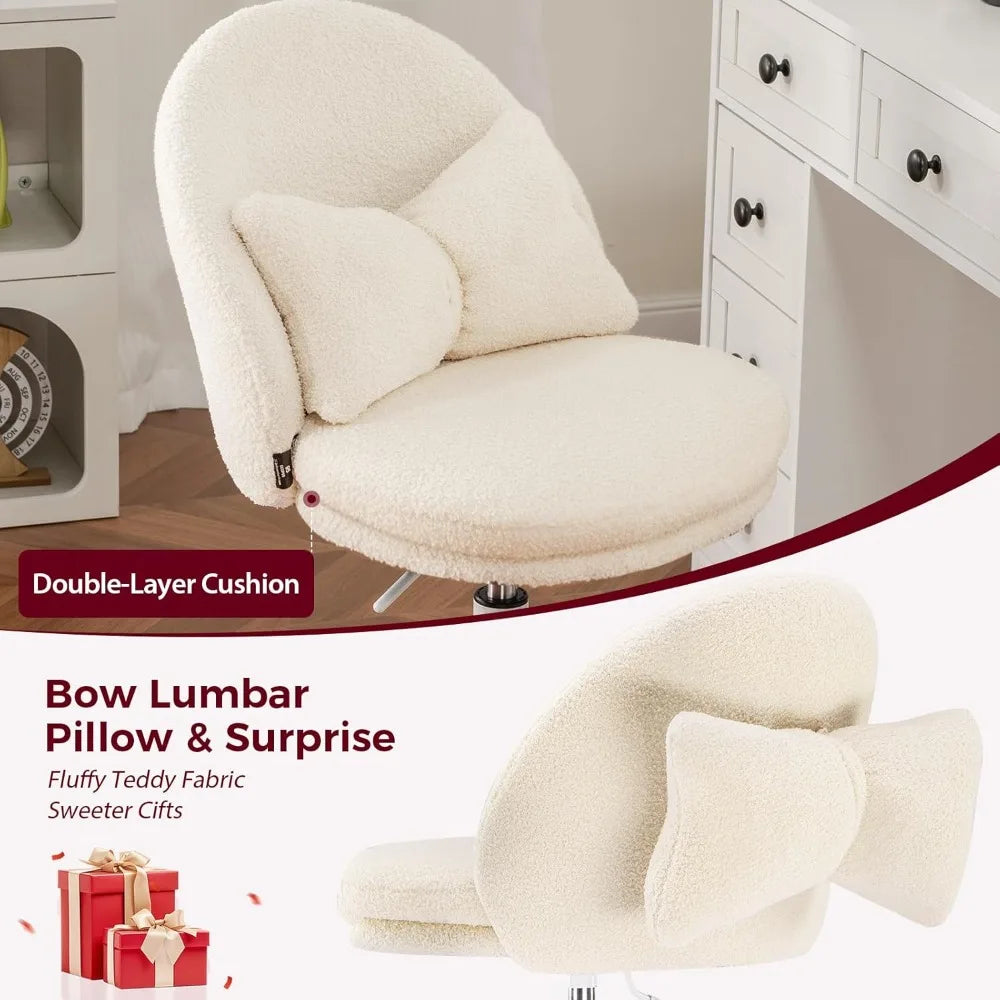 Ljustra Velvet Tall Office Chair with Wheels Ergonomic Adjustable Vanity Chair