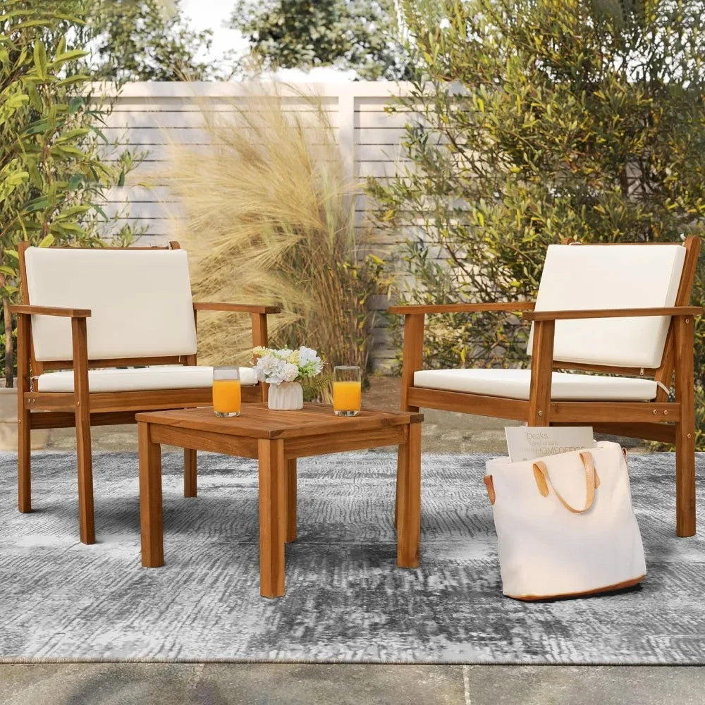 Ljustra Acacia Wood Patio Chairs 3 Piece Outdoor Furniture Set with Table