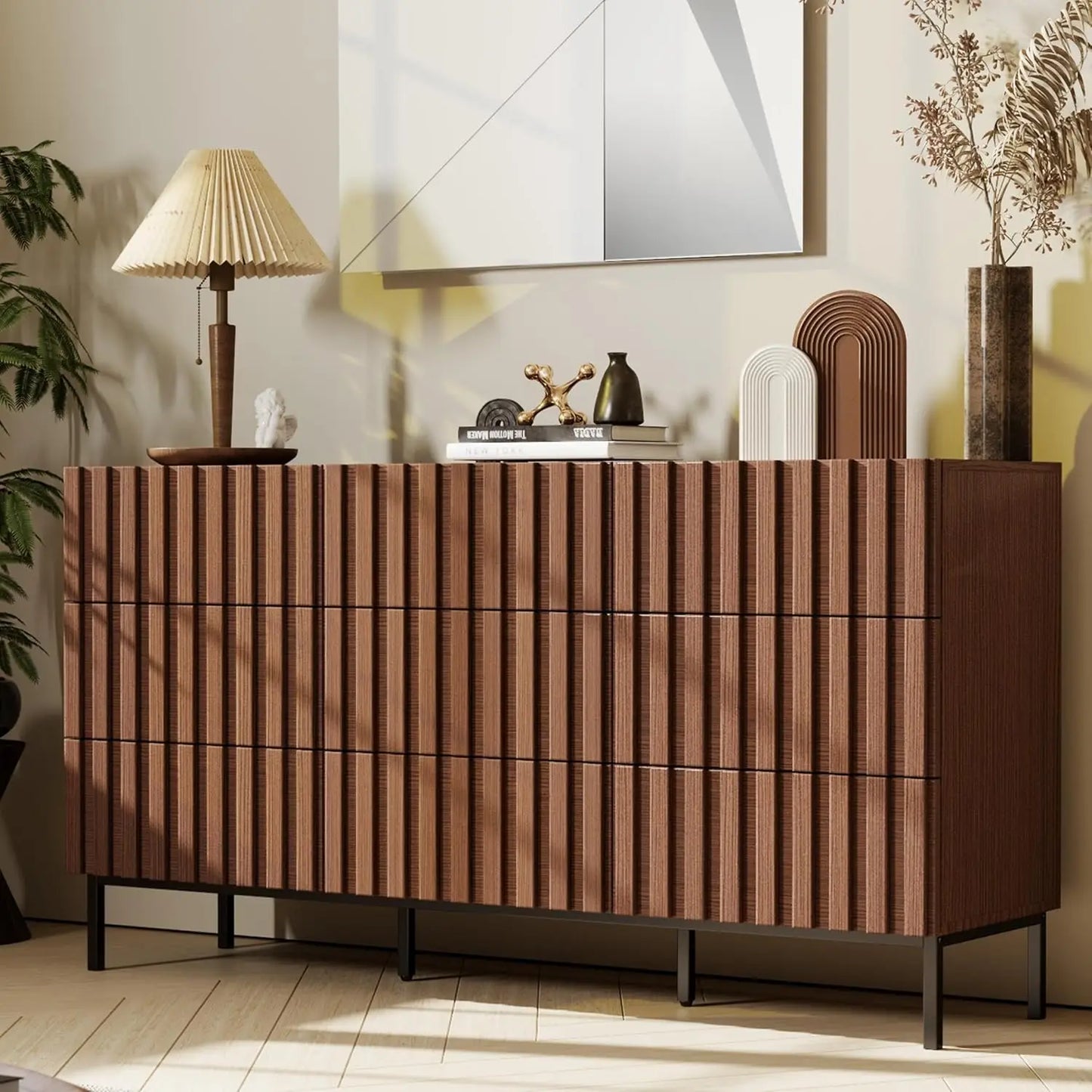 Ljustra 59 Fluted Dresser 9 Drawers Mid Century Modern Storage Chest