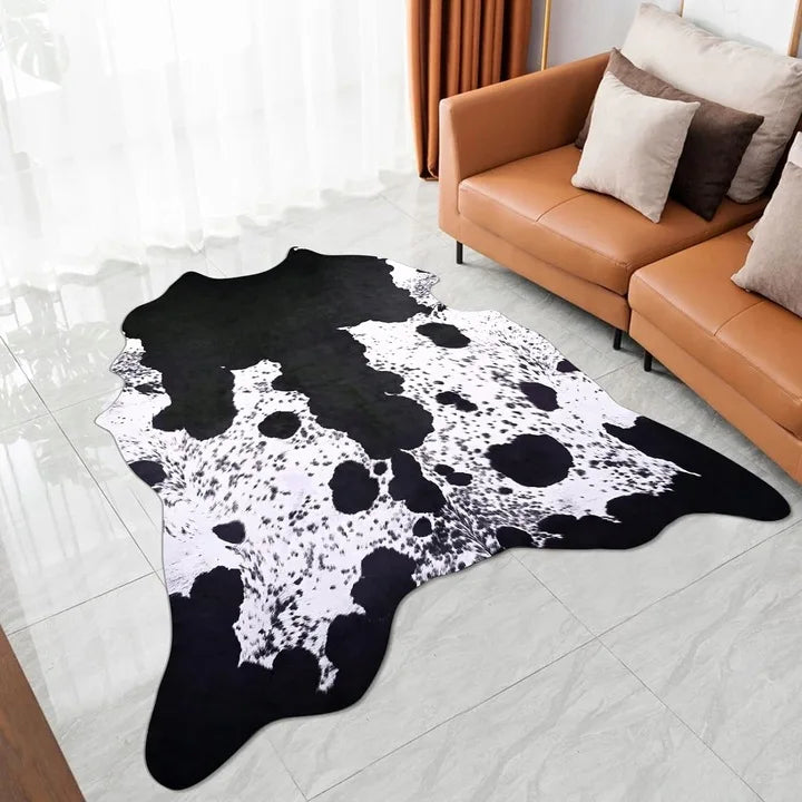 American Style Animal Print Faux Fur Cowhide Rug for Living Room Bedroom
