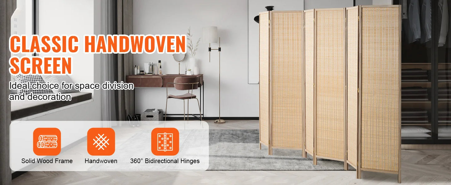 Ljustra 6 Panel Bamboo Room Divider Hand-Woven Folding Privacy Screen