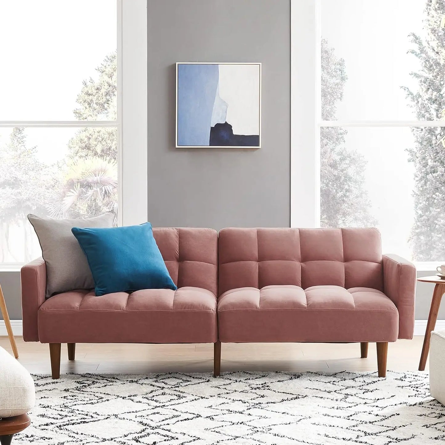 Ljustra 76.8" Modern Couch Sleeper Futon Loveseat Living Room