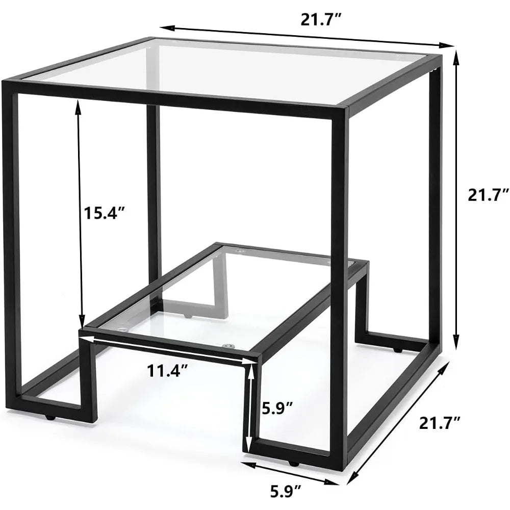 Modern Glass Coffee Table Set with 2 End Tables for Living Room