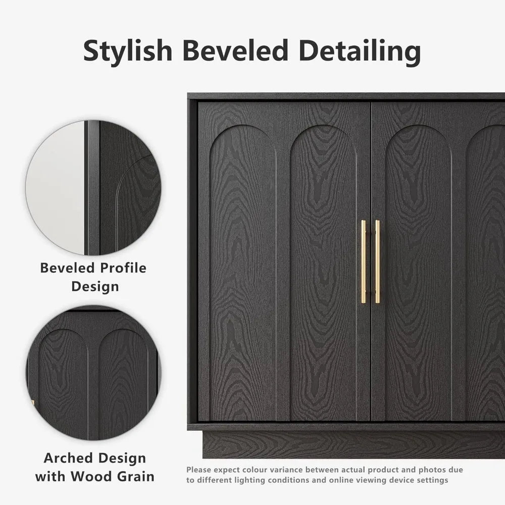 Modern Sideboard Buffet Cabinet Arched Doors Adjustable Shelf Storage