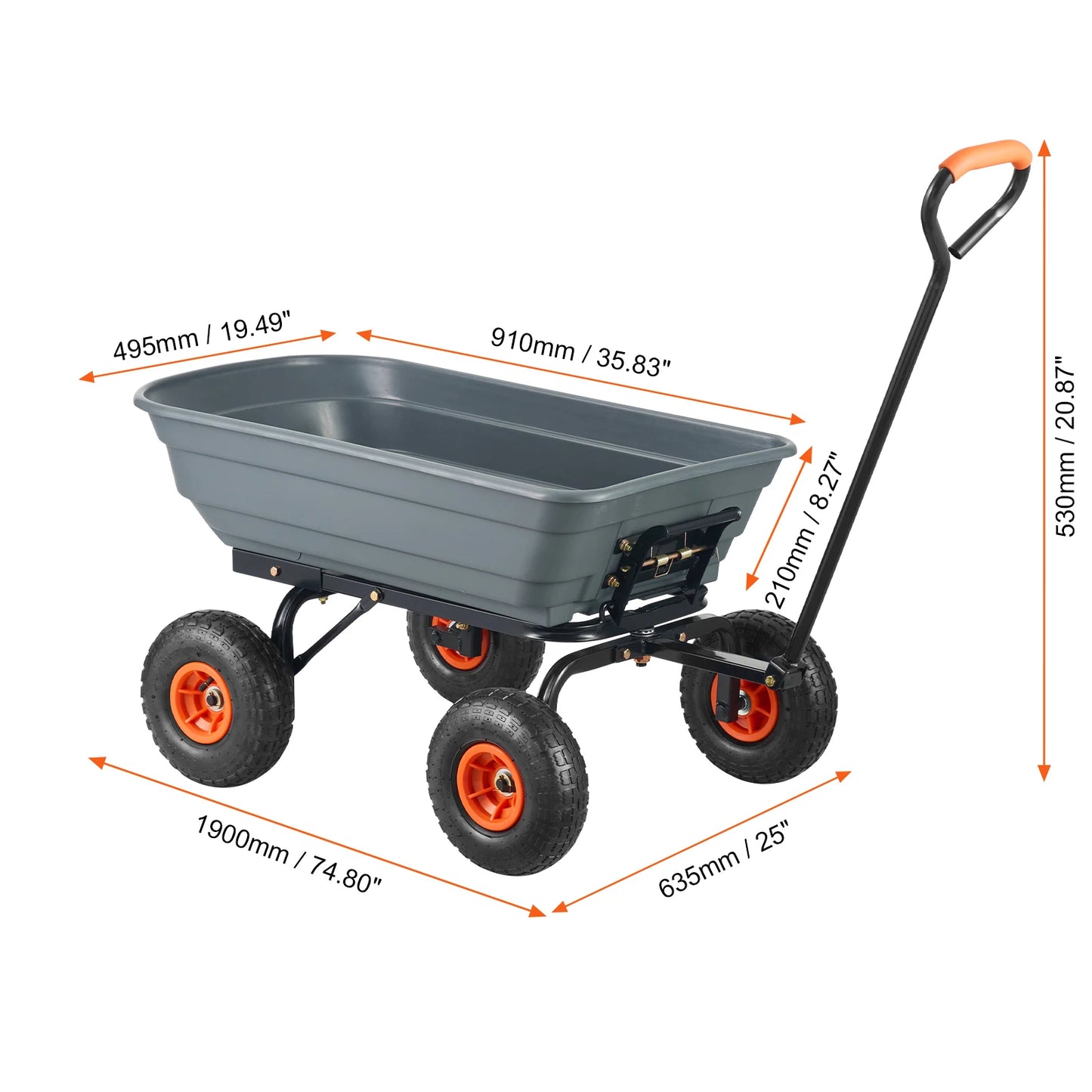 Ljustra Poly Garden Dump Cart Heavy Duty Easy Assembly Steel Wagon