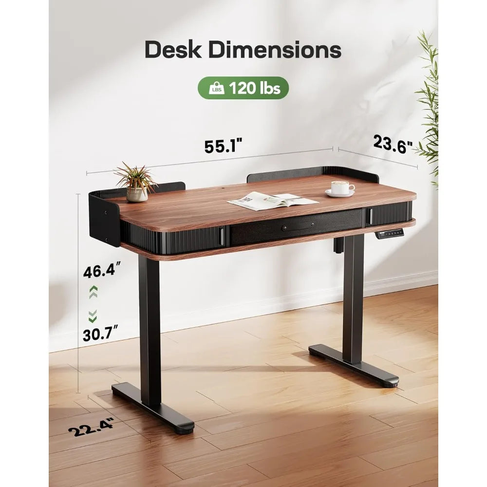 Ljustra Standing Desk Adjustable 55x28 Inches Home Office Desk with Drawers