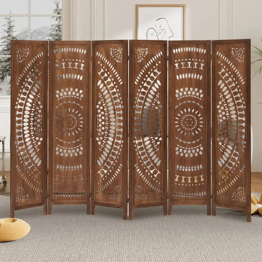 Boho 6 Panel Room Divider Folding Privacy Screen Modern Partition
