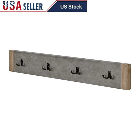 Rustic Industrial 40 Inch Wall Mounted Coat Hook Organizer Easy Install