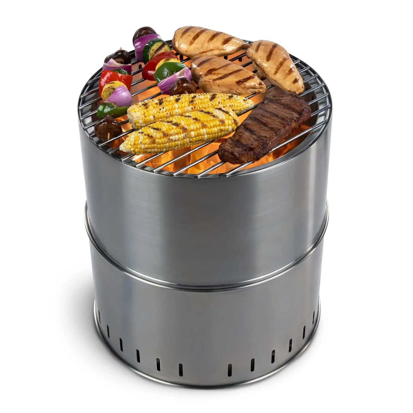 15 Inch Smokeless Collapsible Stainless Steel Camp Fire Pit Carry Bag