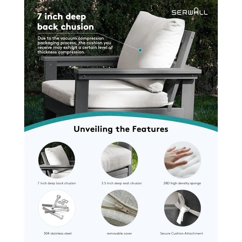 HDPE 7-Piece Outdoor Sectional Sofa Set All Weather Patio Furniture