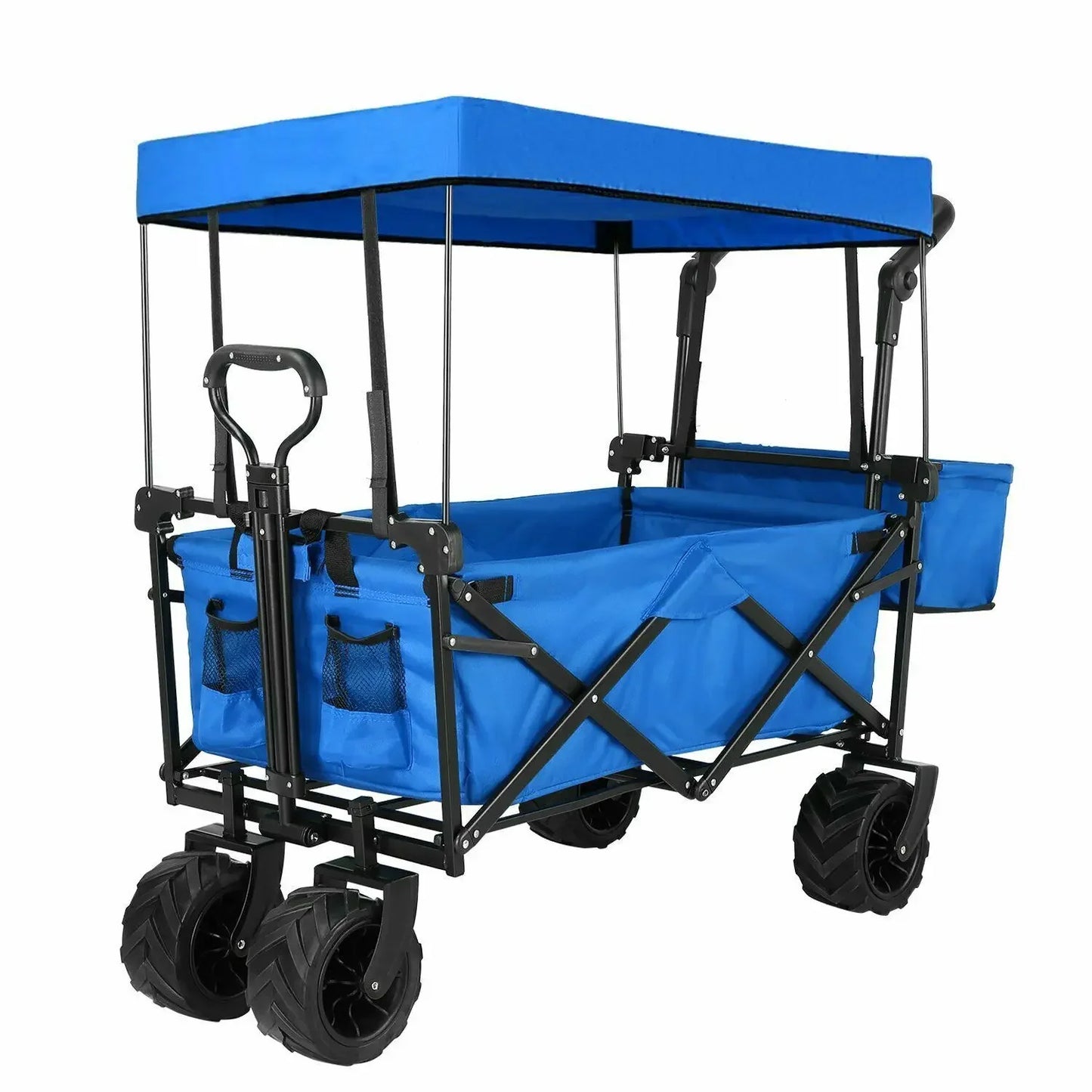 Foldable Handcart with Roof 115kg Off-Road Transport Trolley