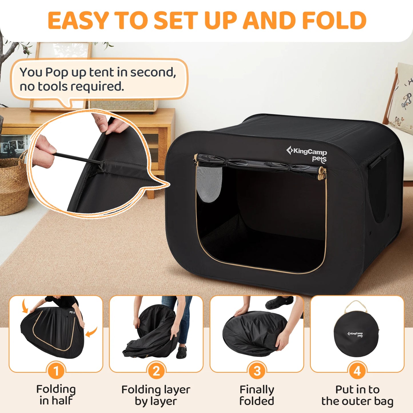 KingCamp Large Dog Tent Portable Pet Play Tent Indoor Outdoor Use