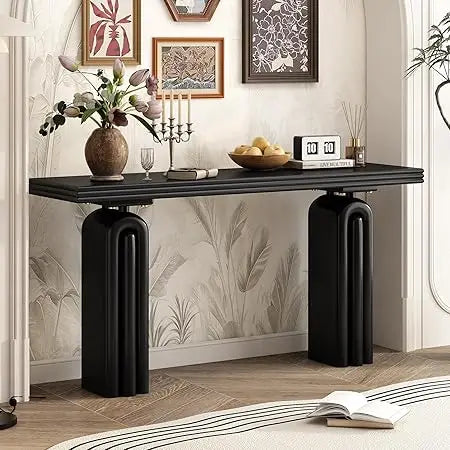 60 Inch Elegant Console Table Acacia Veneer Entryway Side Table