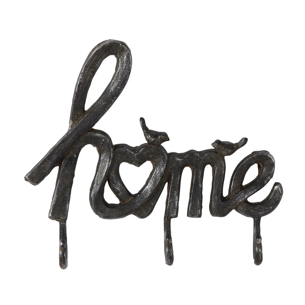 Indoor Black Metal Industrial Wall Hook with Bird Silhouettes 12x11 Inches