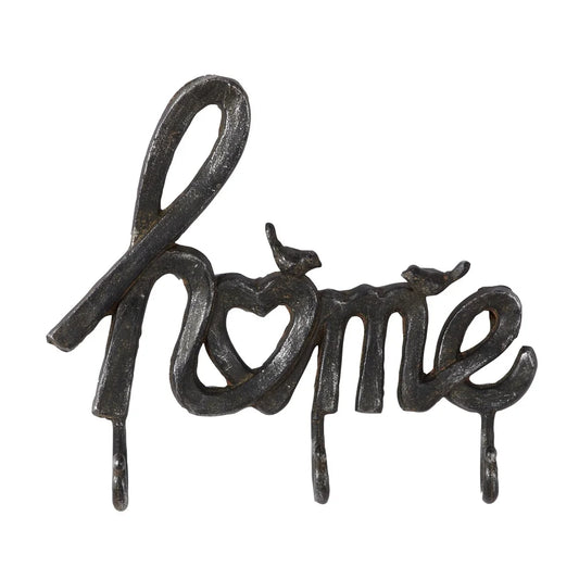 Indoor Black Metal Industrial Wall Hook with Bird Silhouettes 12x11 Inches