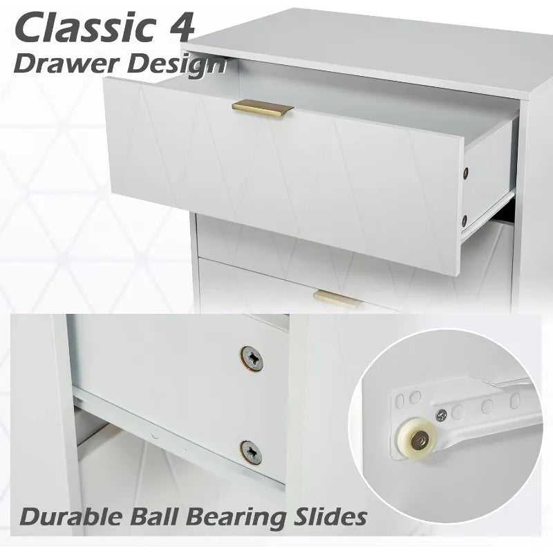 Ljustra 4 Drawer Dresser Tall Chest of Drawers with Metal Legs and Safety Device